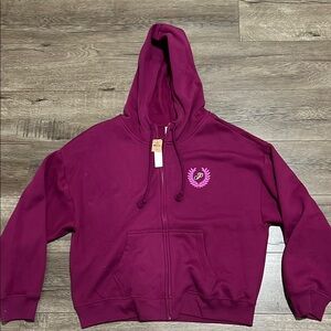 Purple Zip-Up Hoodie with Pink Logo